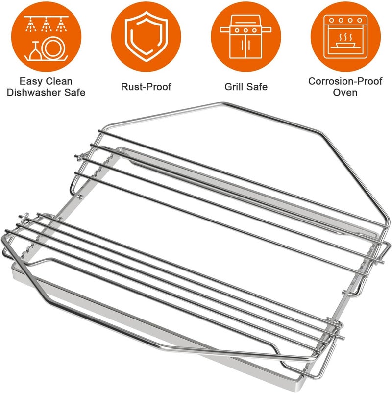 DELSbbq Adjustable Turkey Roasting Rack, Poultry Rack for Smokers, Grills, Wire Roasting Baking Broiling Chicken Roasting Rack, Turkey Roast Rack Accessories - Image 4